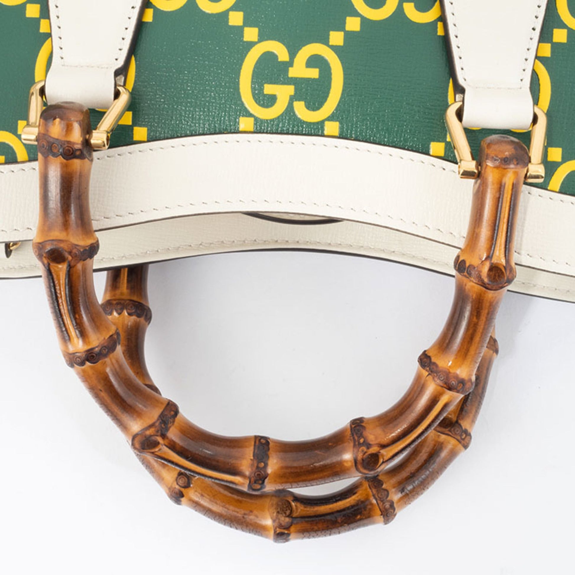 Gucci Green White Yellow Leather Handbag