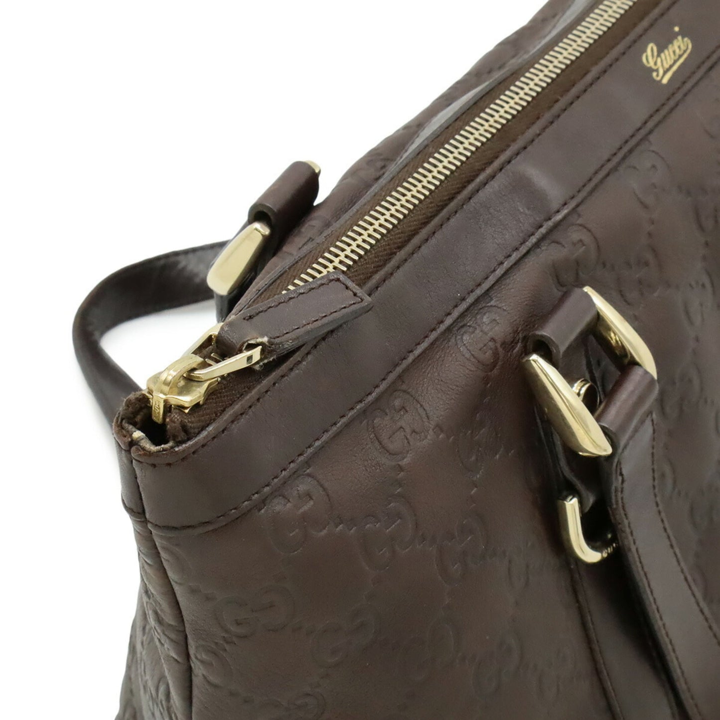 Gucci Brown Dark Brown Gg Leather Leather Shoulder Bag Tote Bag