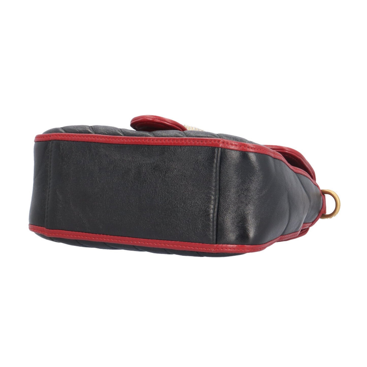 Gucci Gg Marmont Black Red Color Leather Shoulder Bag