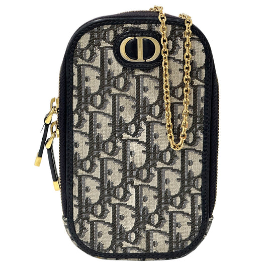 Dior Handbag Christian Jacquard Shoulder Bag Beige Navy Multicolor