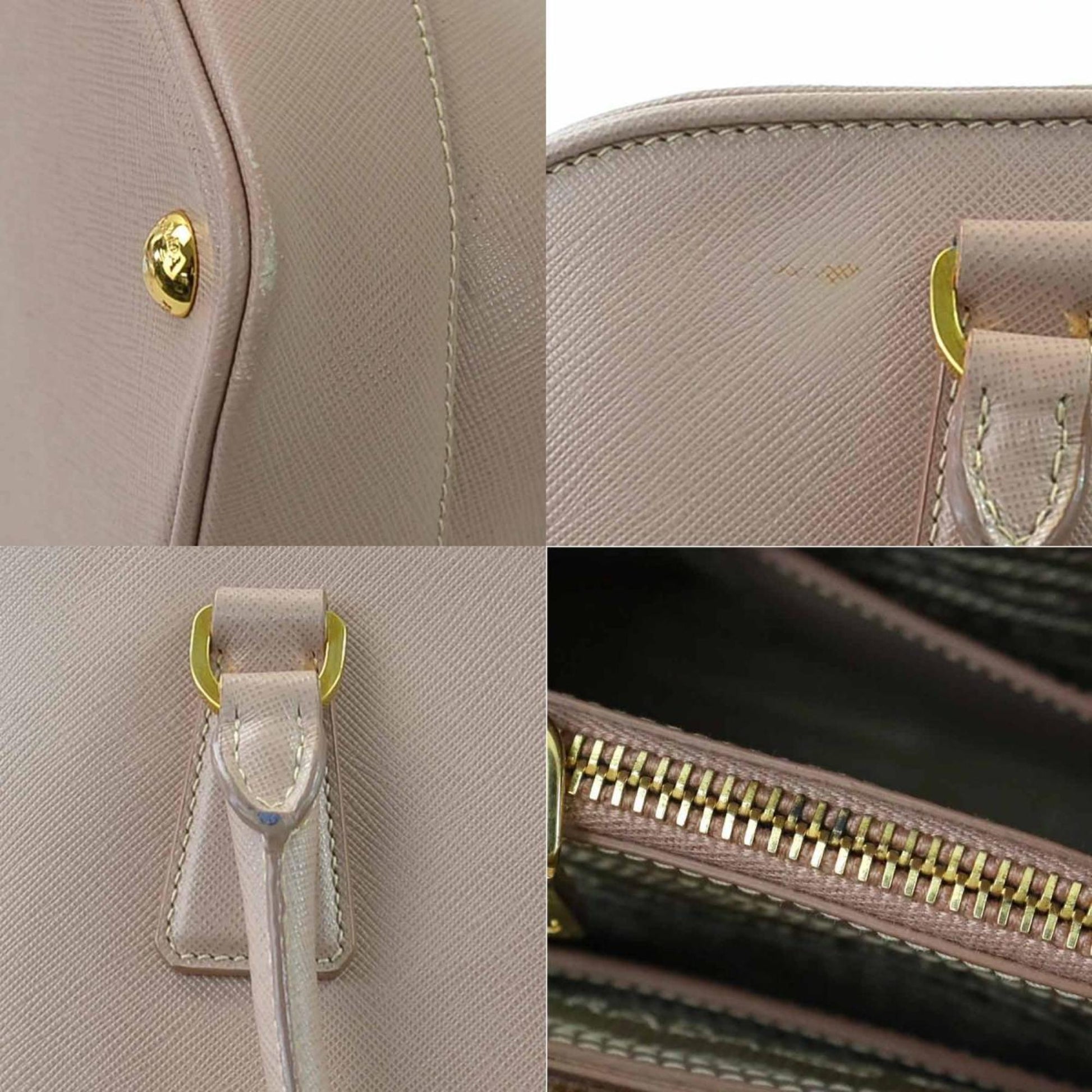 Prada Handbag Shoulder Bag Ladies Leather Beige Pink Gold Ladies Elagzxkjj