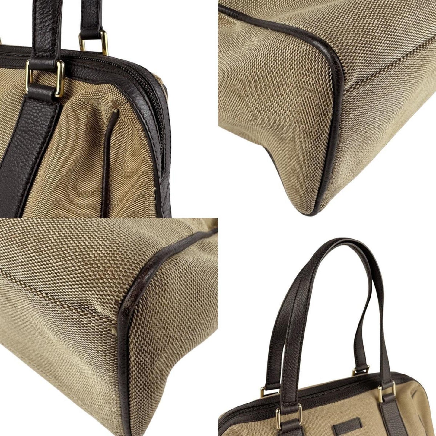 Gucci Brown Canvas Leather Handbag