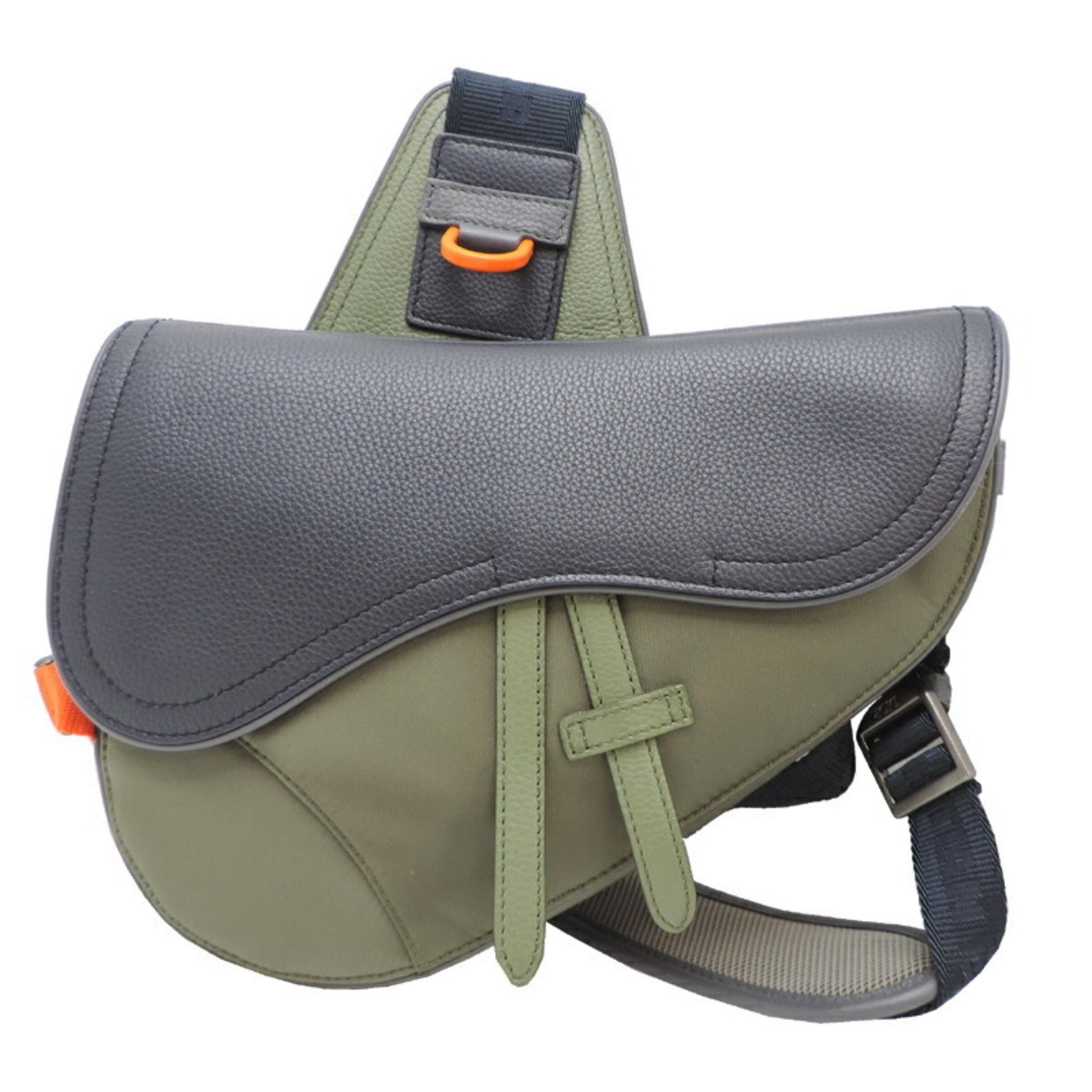 Dior Sling Bag Christian Khaki Leather Nylon Beige