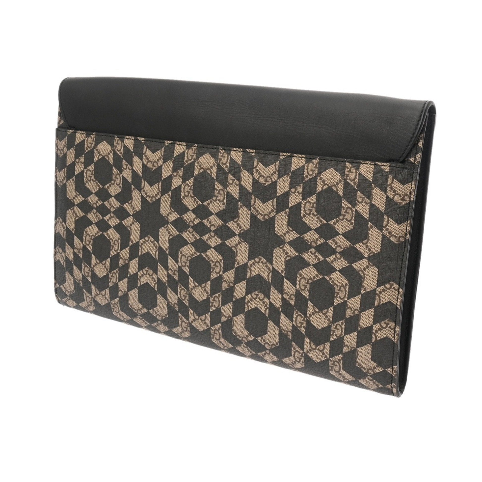Gucci Beige Black Pvc Clutch Bag