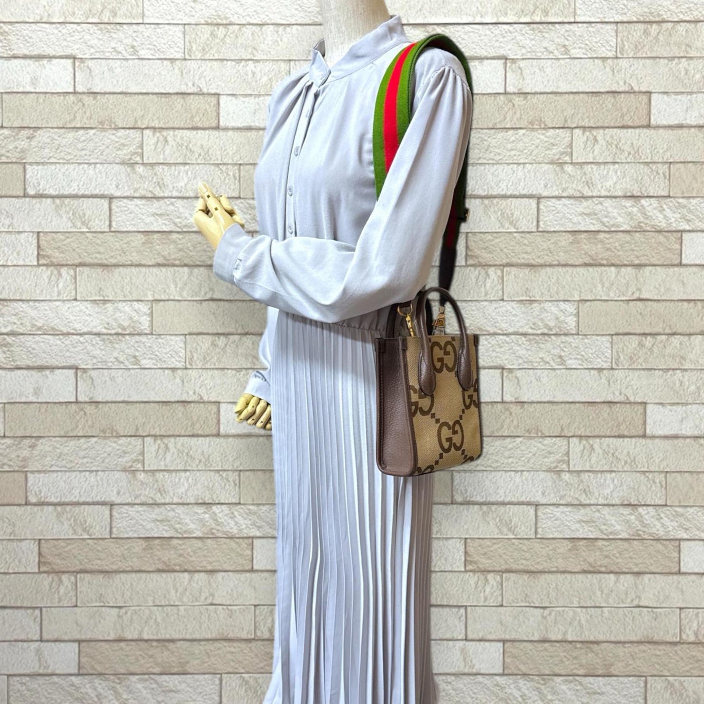 Gucci Beige Brown Gg Canvas Leather Shoulder Bag