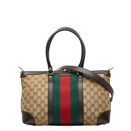 Gucci Beige Multi-Color Canvas Leather Handbag Shoulder Bag