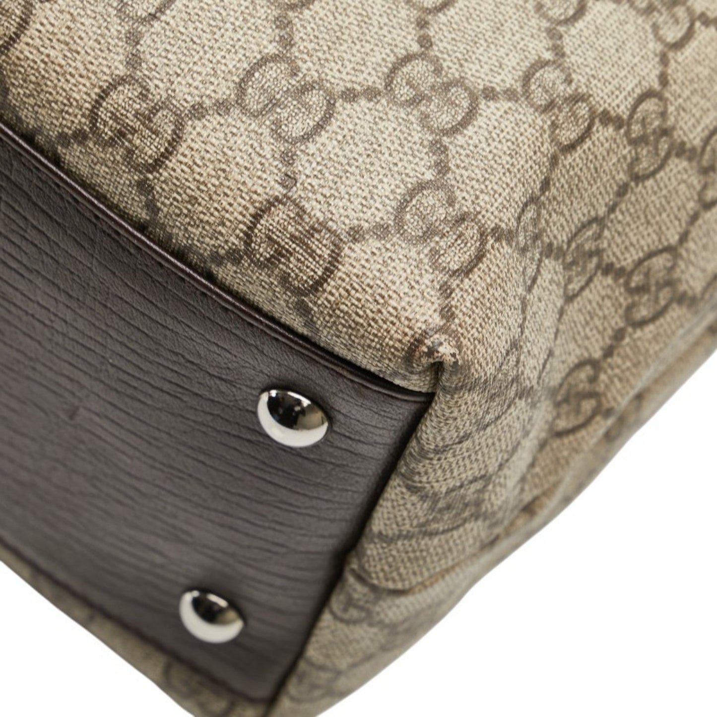 Gucci Beige Brown Pvc Leather Tote Bag