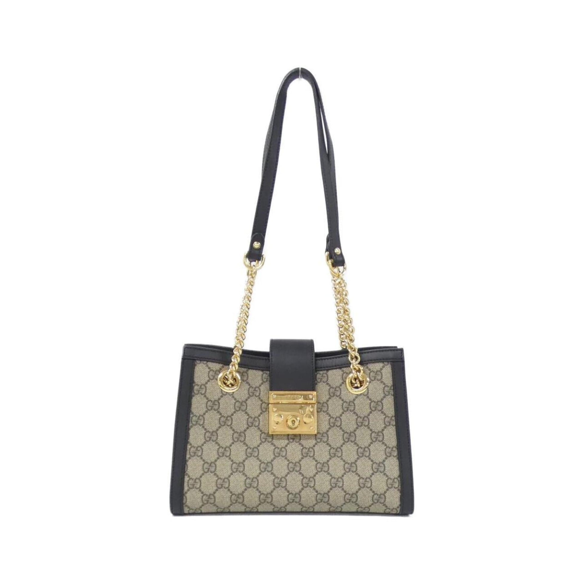 Gucci Beige Black Gg Supreme Leather Shoulder Bag