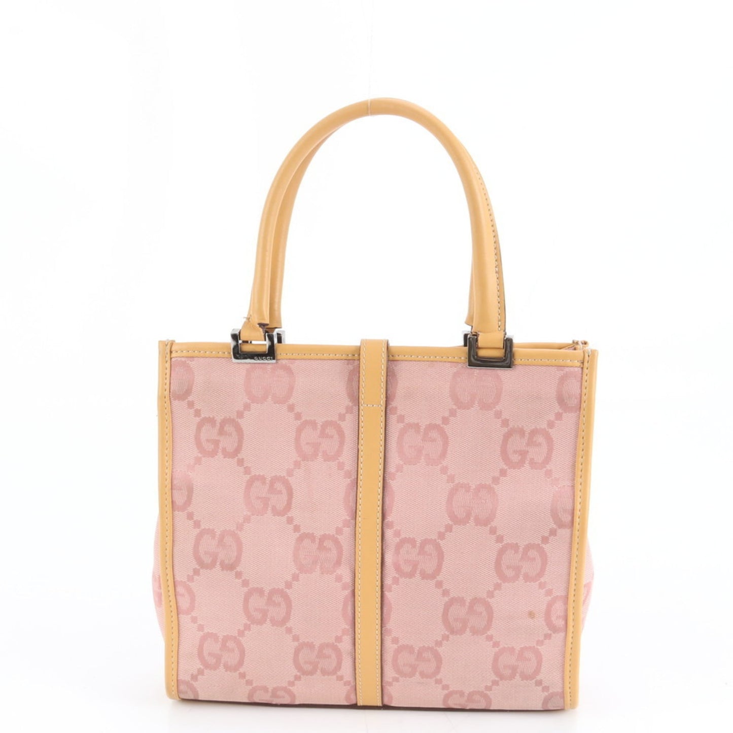 Gucci Pink Leather Canvas Handbag