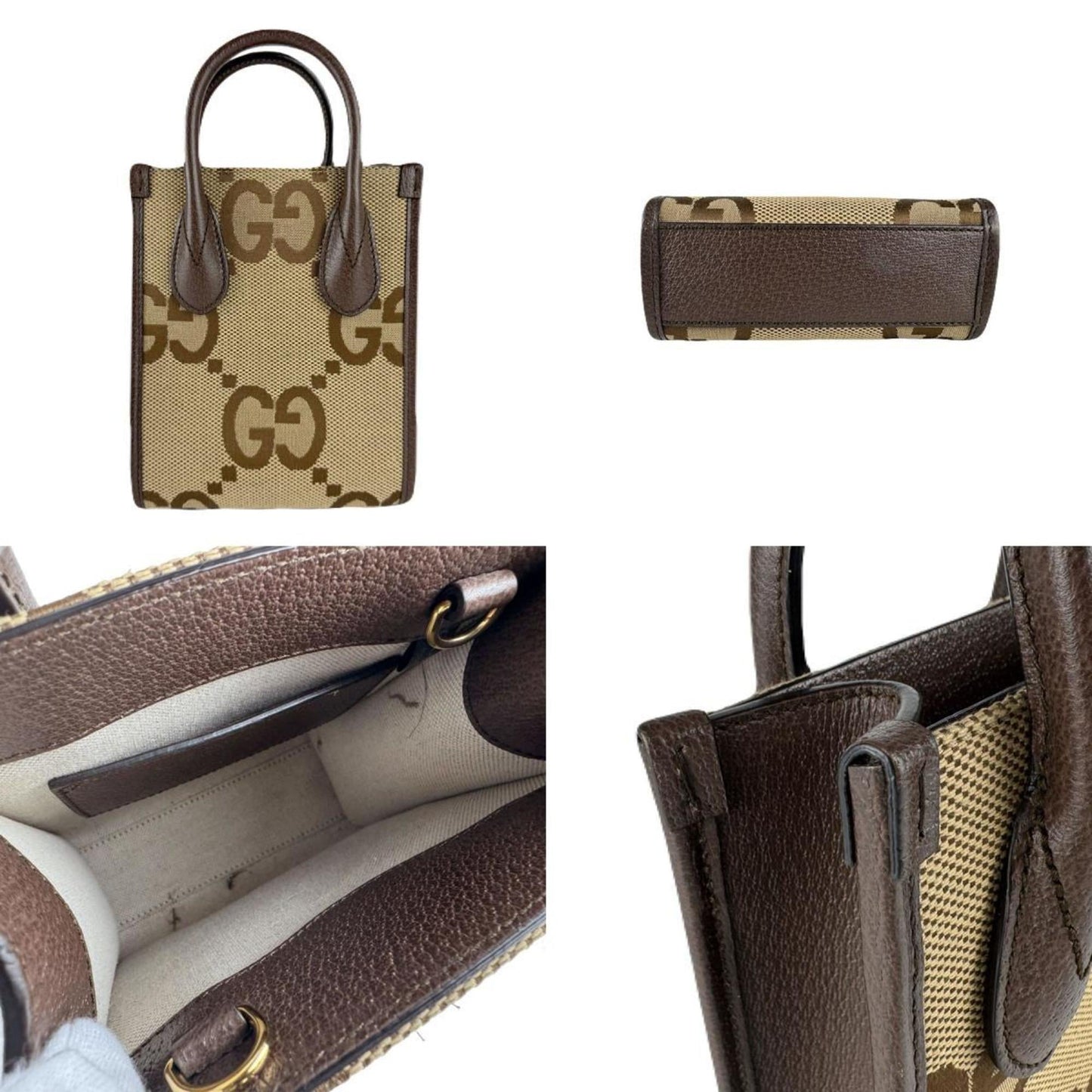 Gucci Brown Green Red Color Canvas Leather Handbag Shoulder Bag