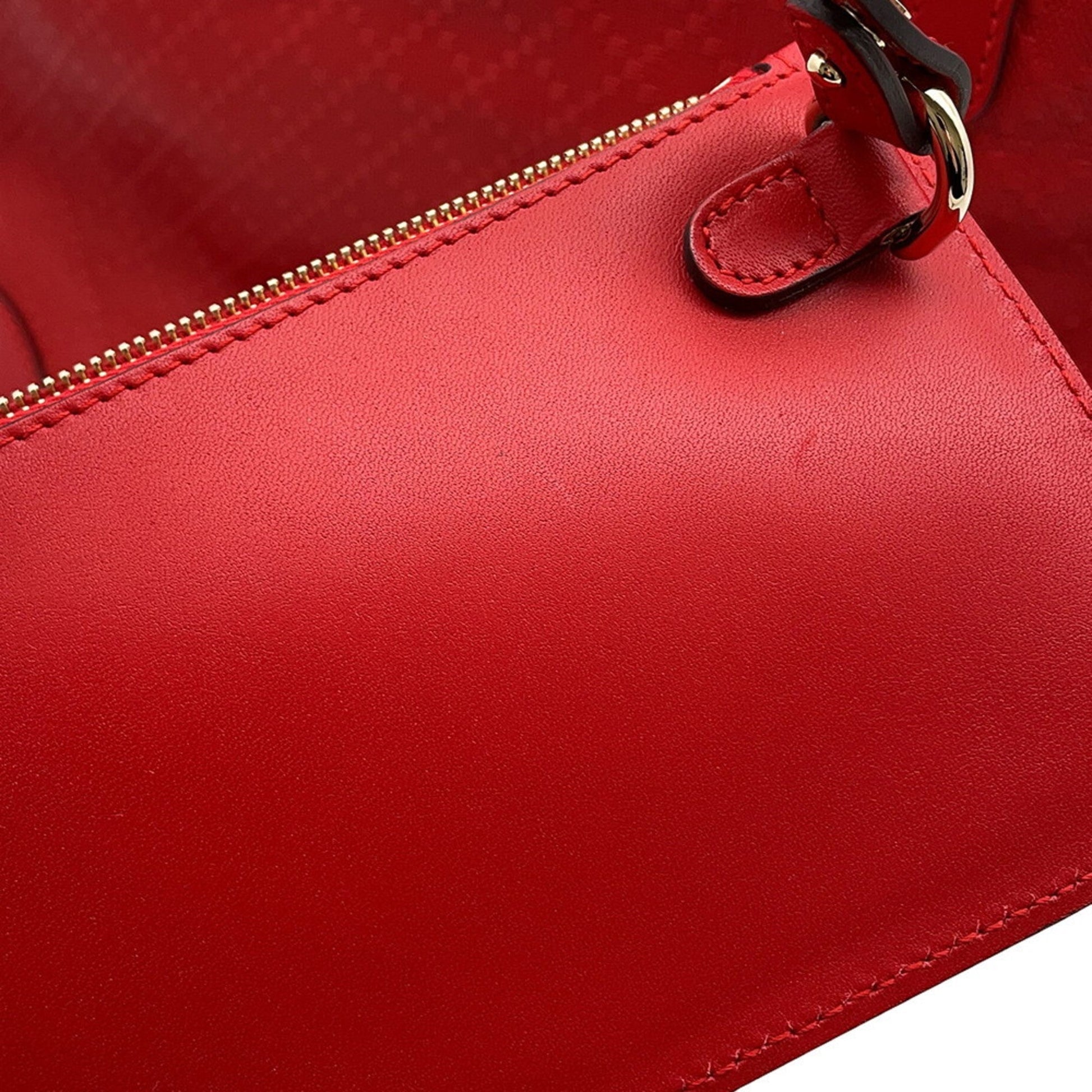 Gucci Red Color Leather Pouch Tote Bag