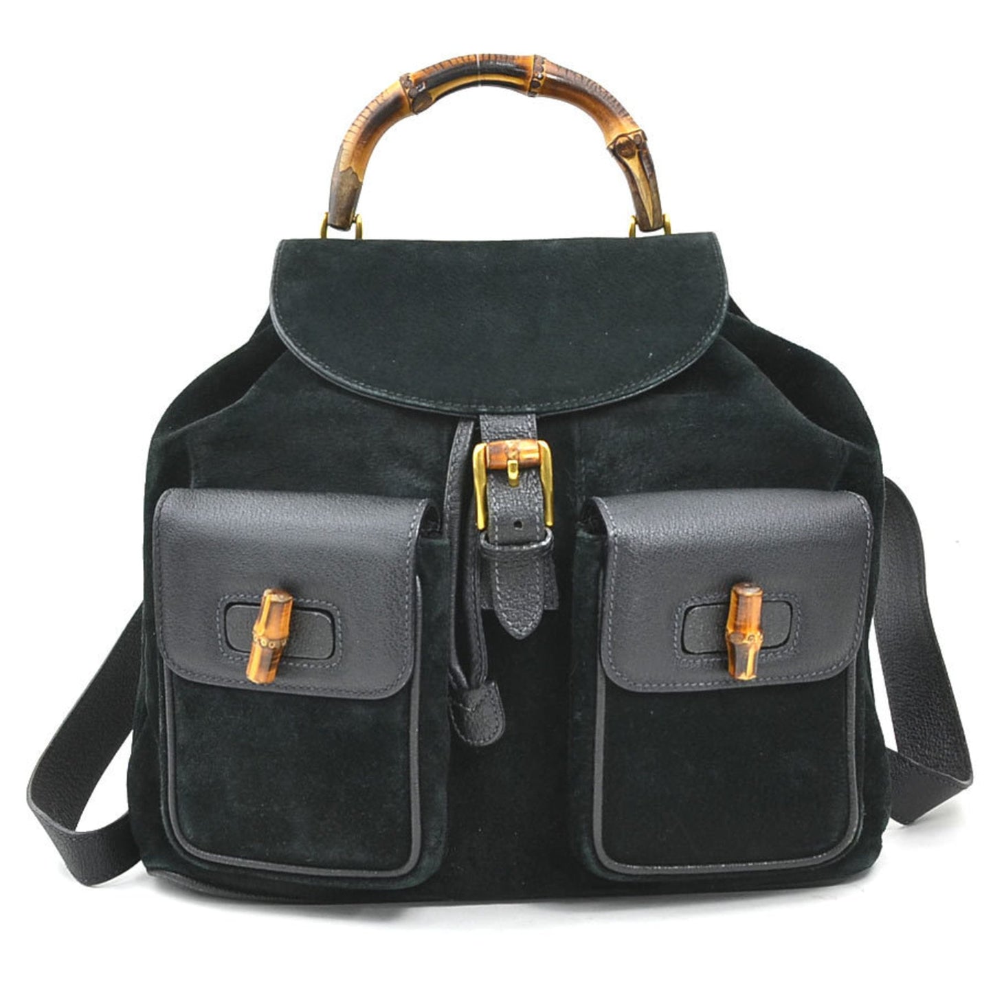 Gucci Black Suede Leather Backpack