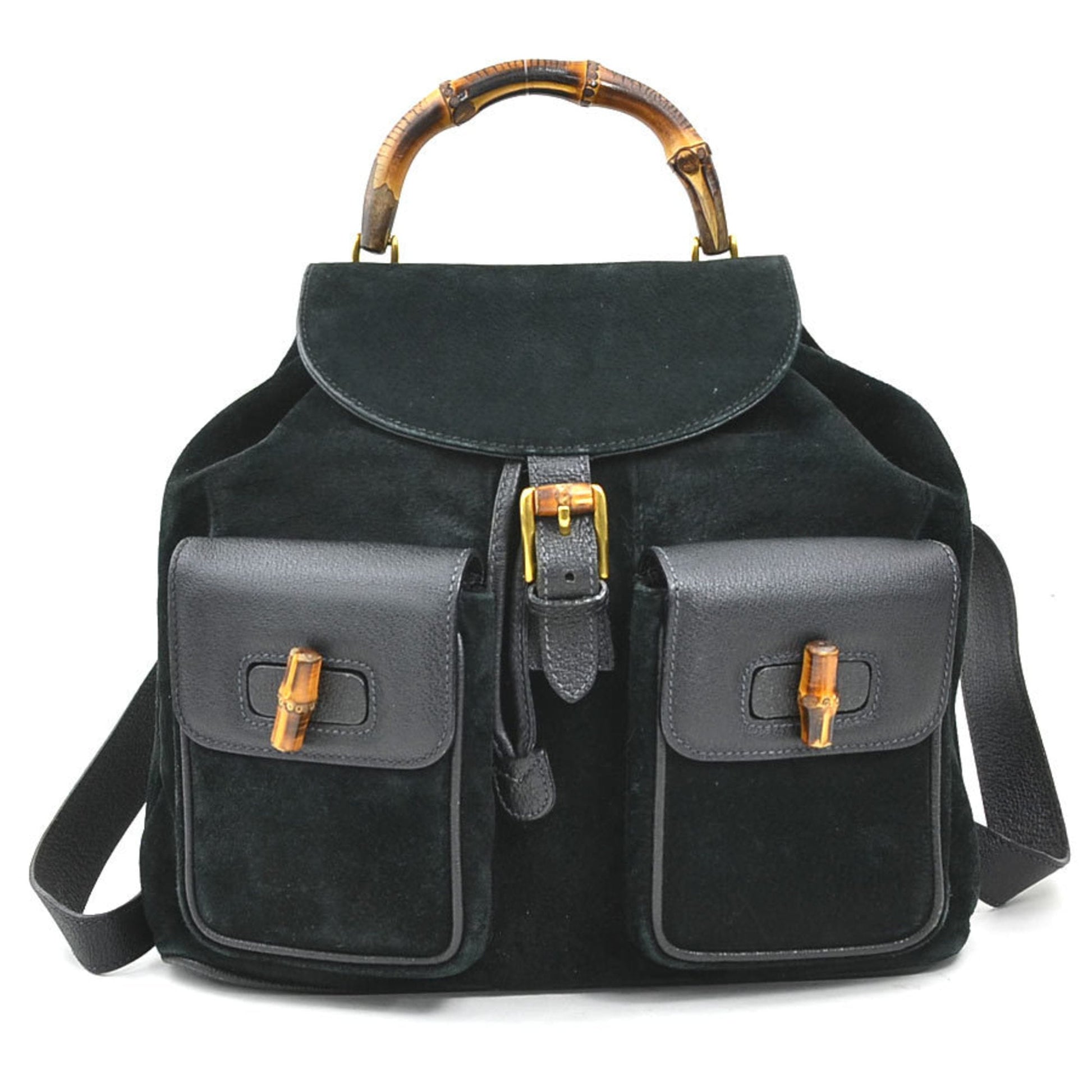 Gucci Black Suede Leather Backpack