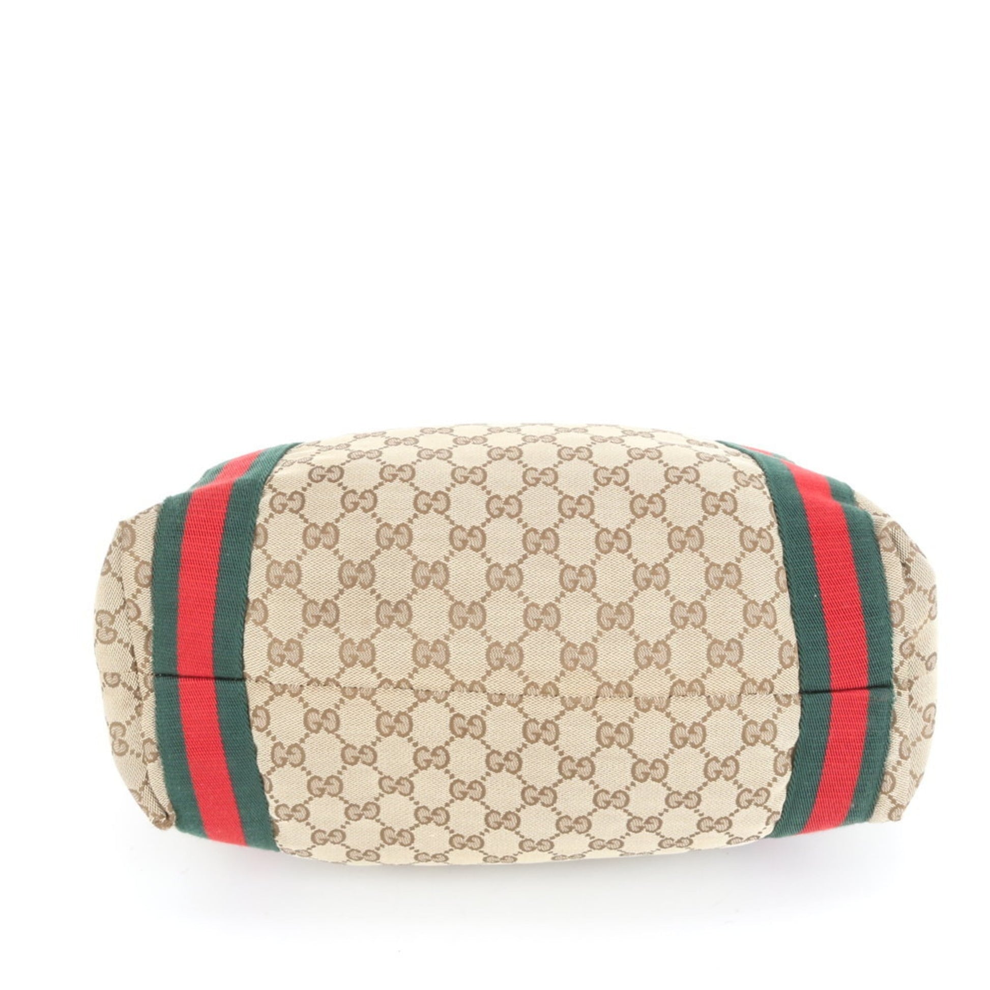 Gucci Brown Leather Canvas Tote Bag