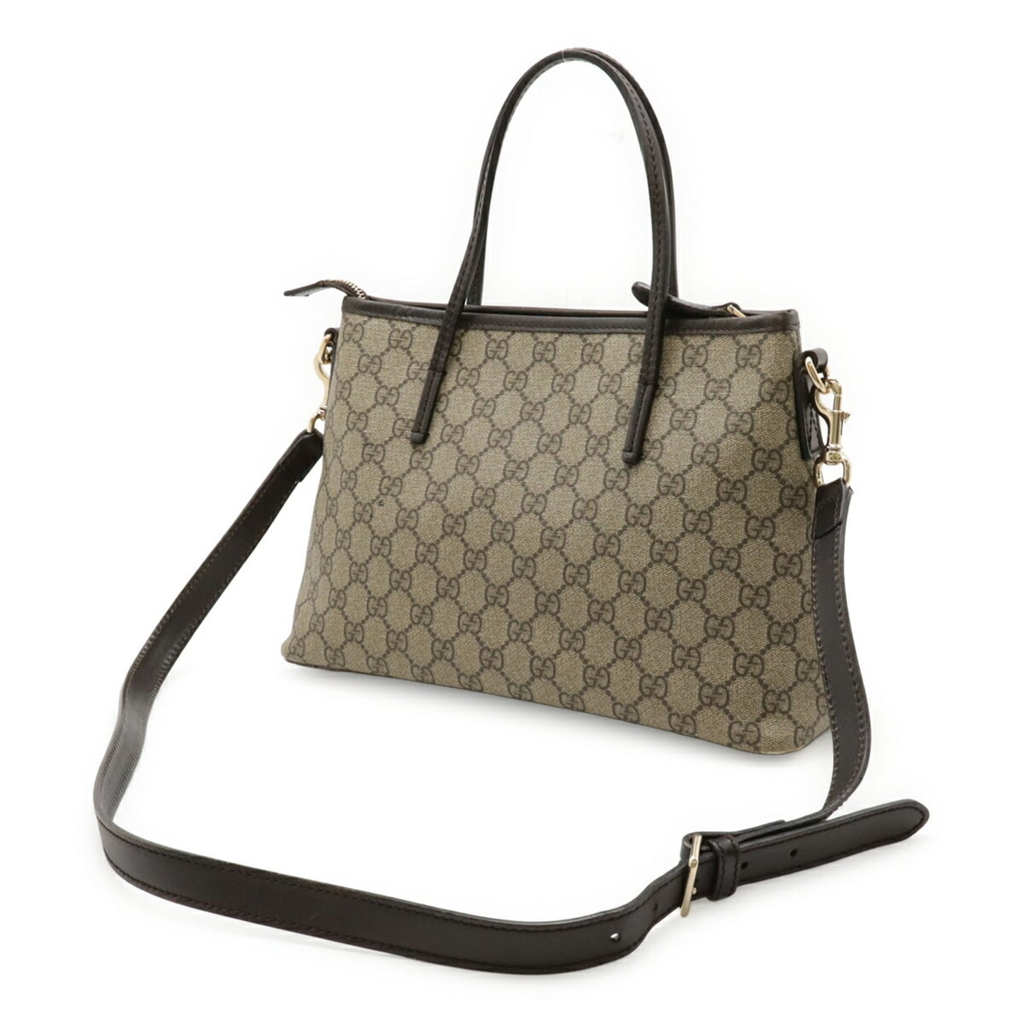 Gucci Gg Plus Beige Dark Brown Gg Supreme Leather Handbag Shoulder Bag Tote Bag