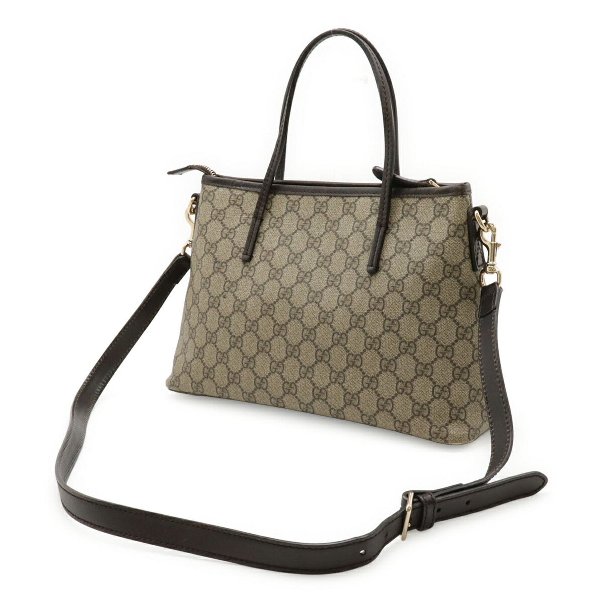 Gucci Gg Plus Beige Dark Brown Gg Supreme Leather Handbag Shoulder Bag Tote Bag