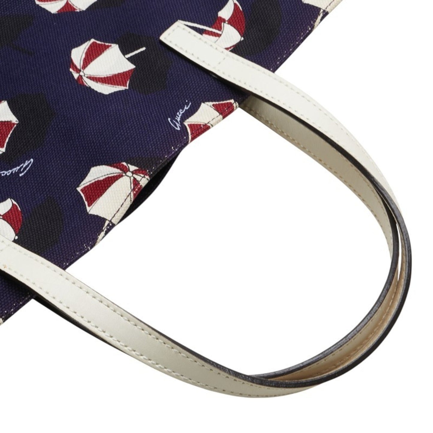 Gucci Multi-Color Navy Canvas Leather Handbag Tote Bag