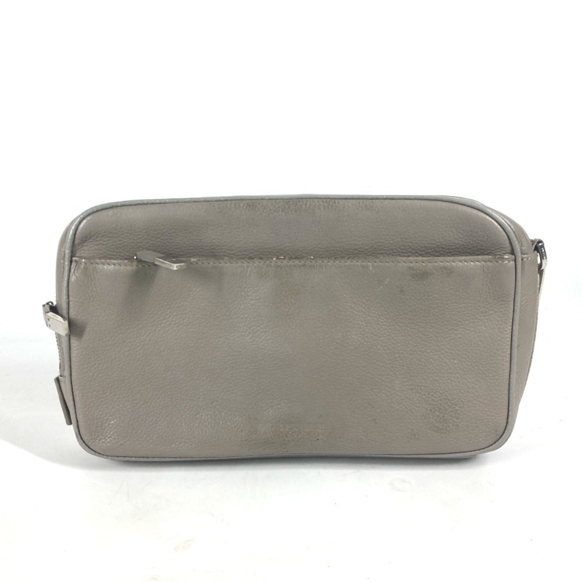 Dior Handbag Christian Clutch Bag Pouch Leather Gray