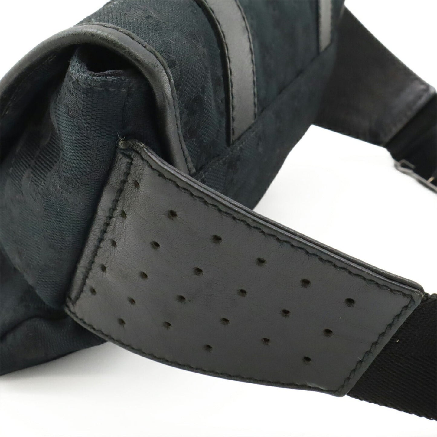 Gucci Black Gg Canvas Leather Pouch Sling Bag