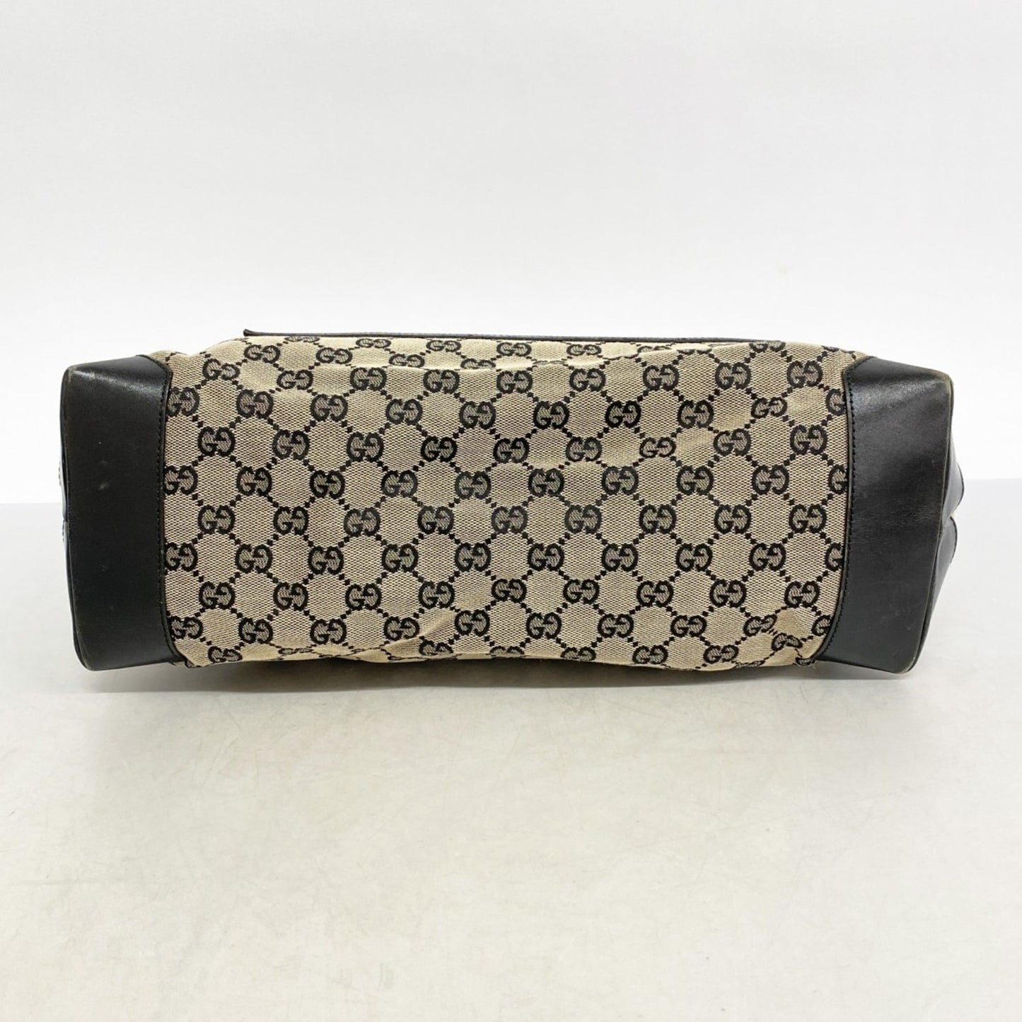 Gucci Beige Black Canvas Tote Bag