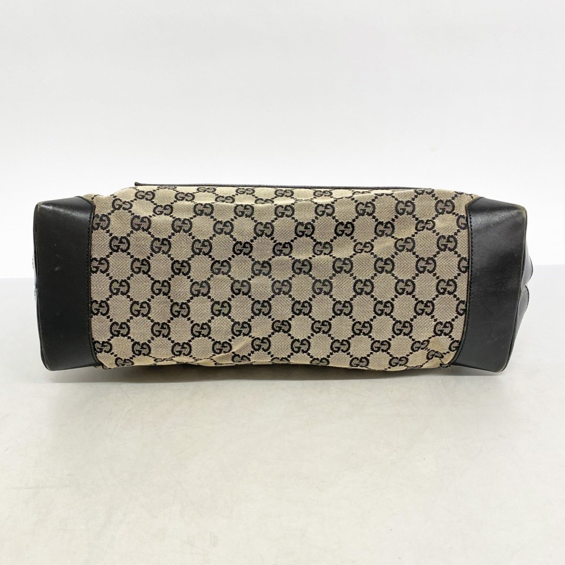 Gucci Beige Black Canvas Tote Bag