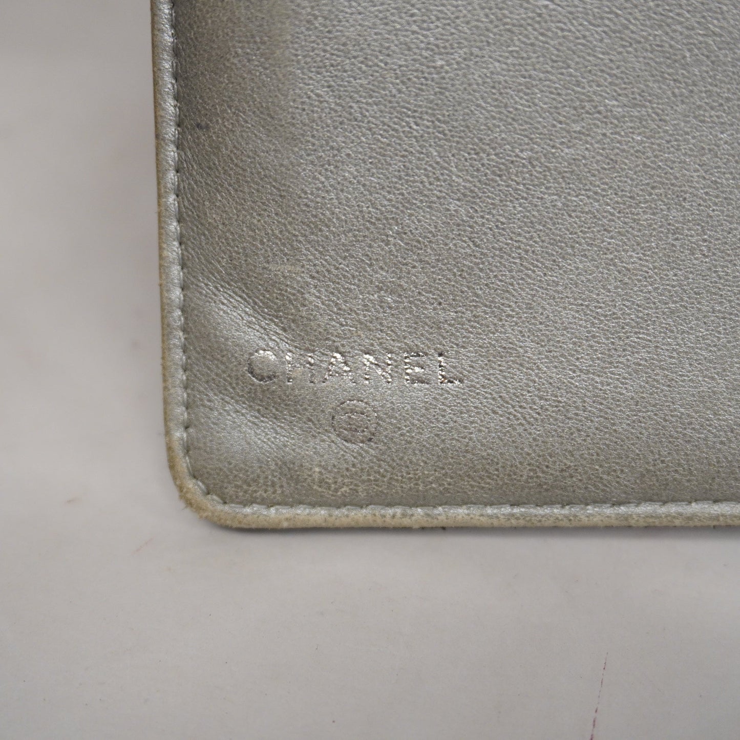 ChanelAuth  Camellia Bi-fold Long Wallet With Silver Metal Women's Lambskin