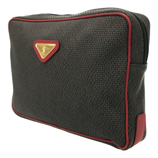 YSL Saint Laurent Clutch Bag Dark Gray Red