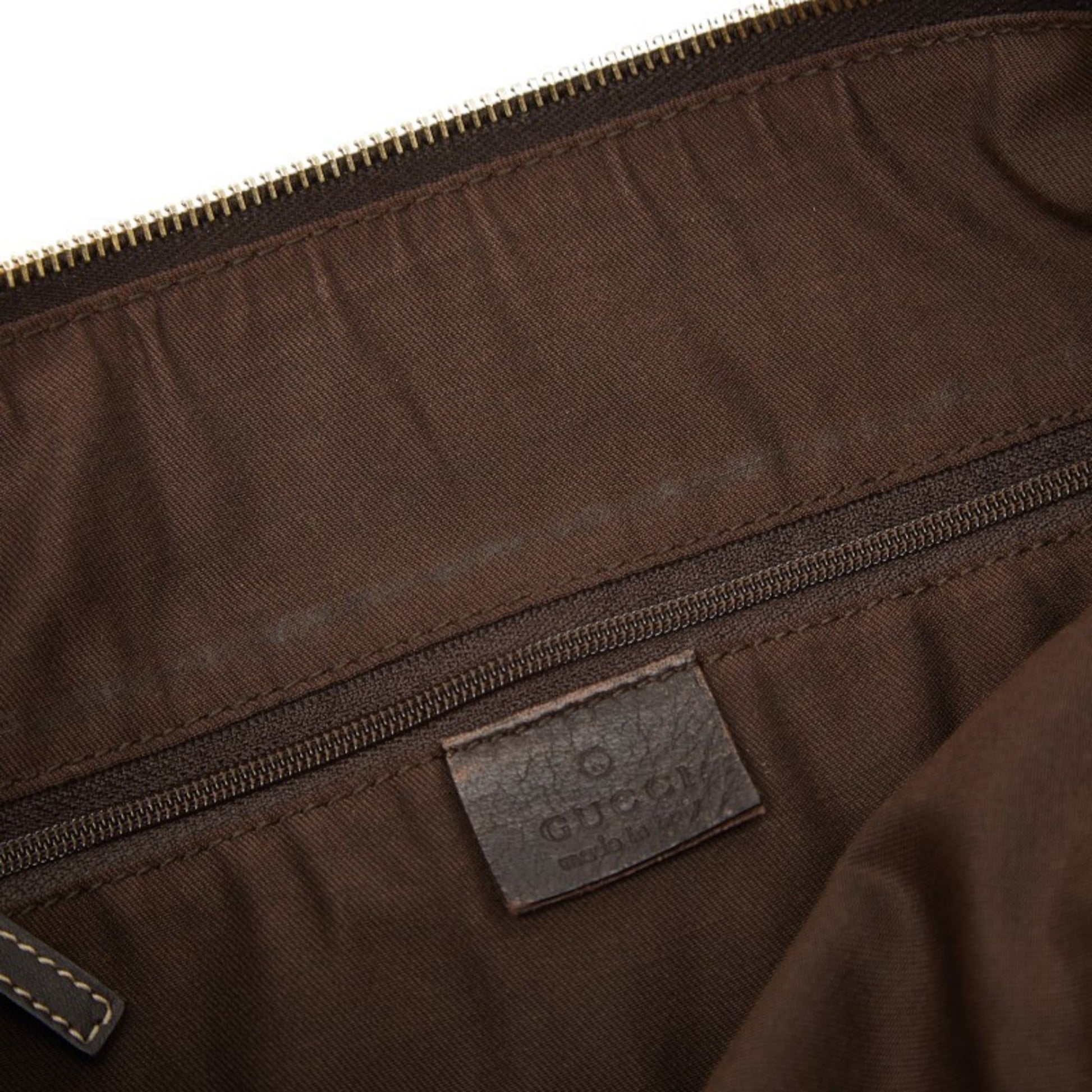Gucci Beige Brown Canvas Leather Shoulder Bag