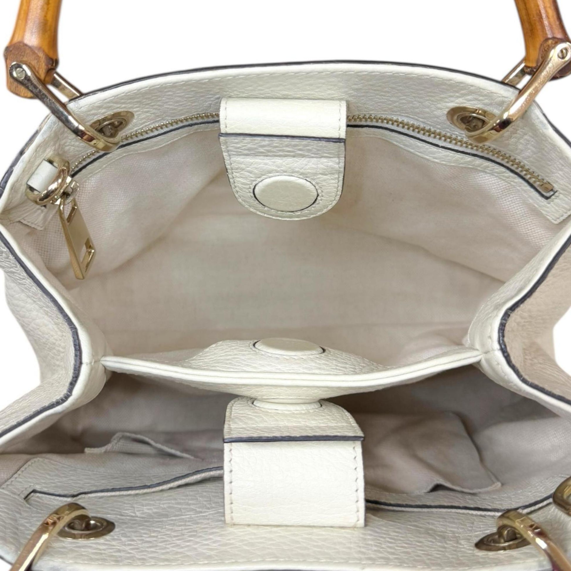 Gucci Ivory White Bamboo Shoulder Bag