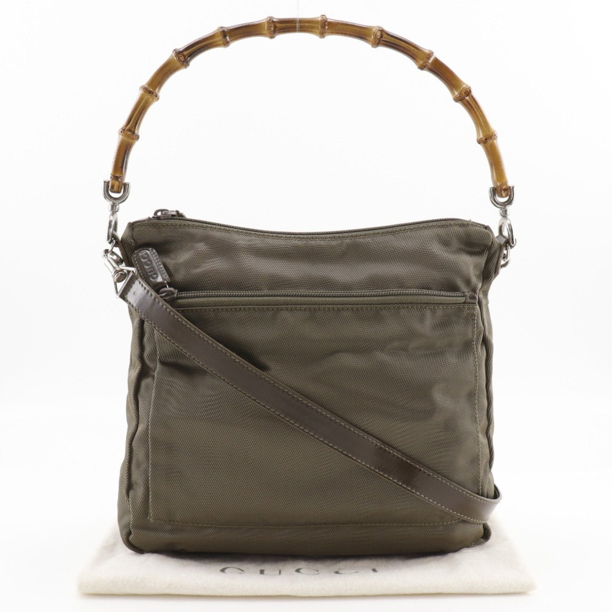 Gucci Khaki Nylon Canvas Shoulder Bag