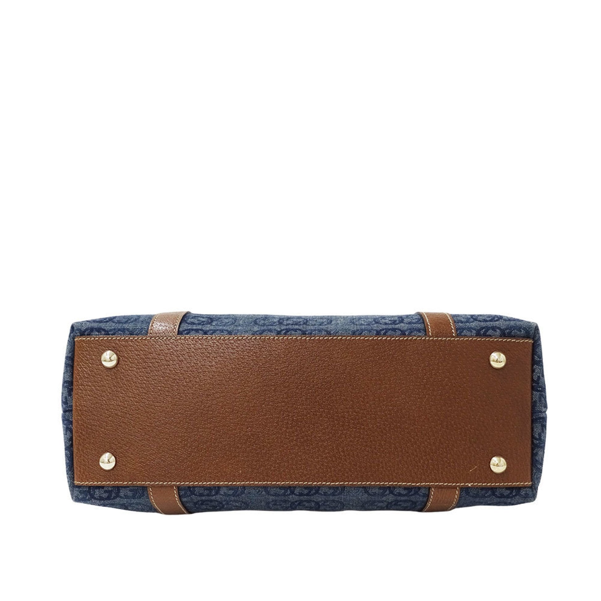 Gucci Blue Brown Denim Tote Bag