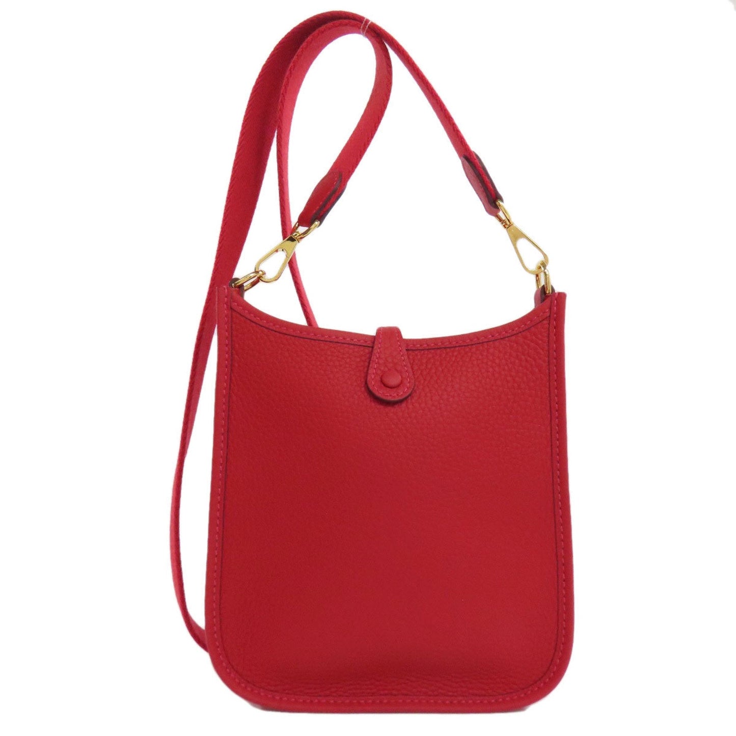 Hermes Color Taurillon Clemence Shoulder Bag Leather Red