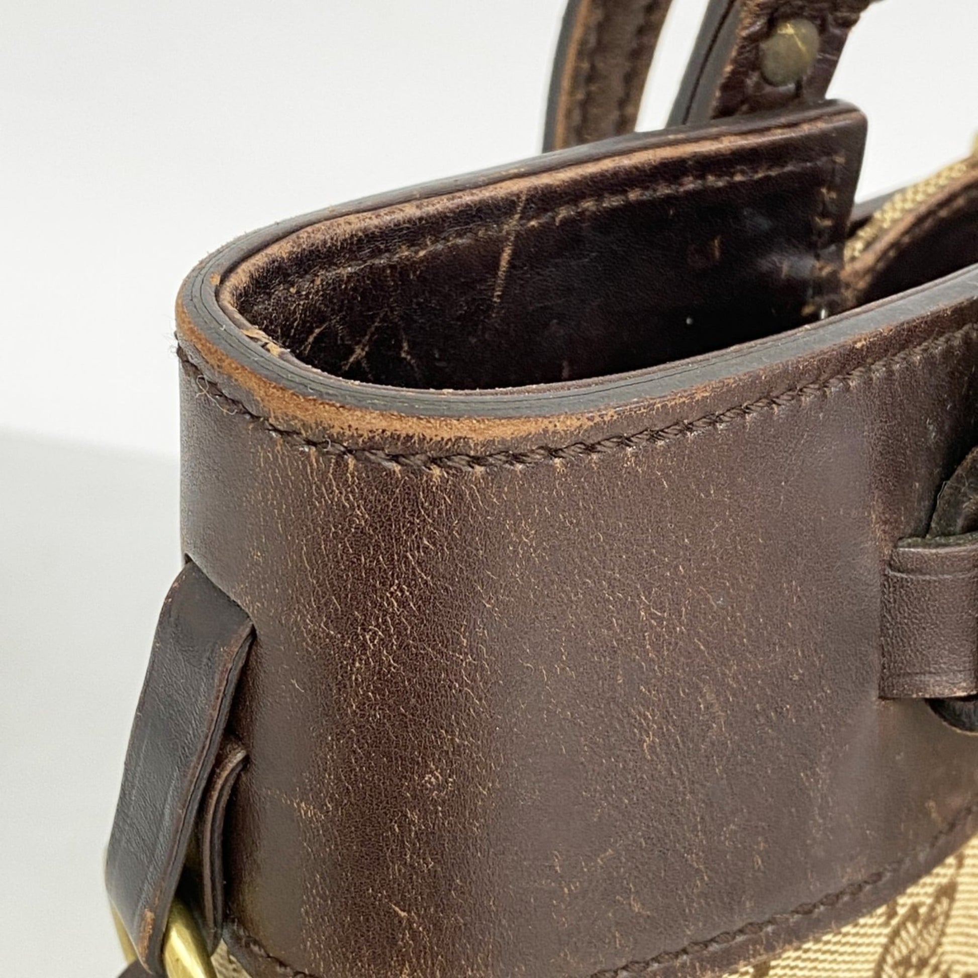 Gucci Beige Brown Canvas Handbag