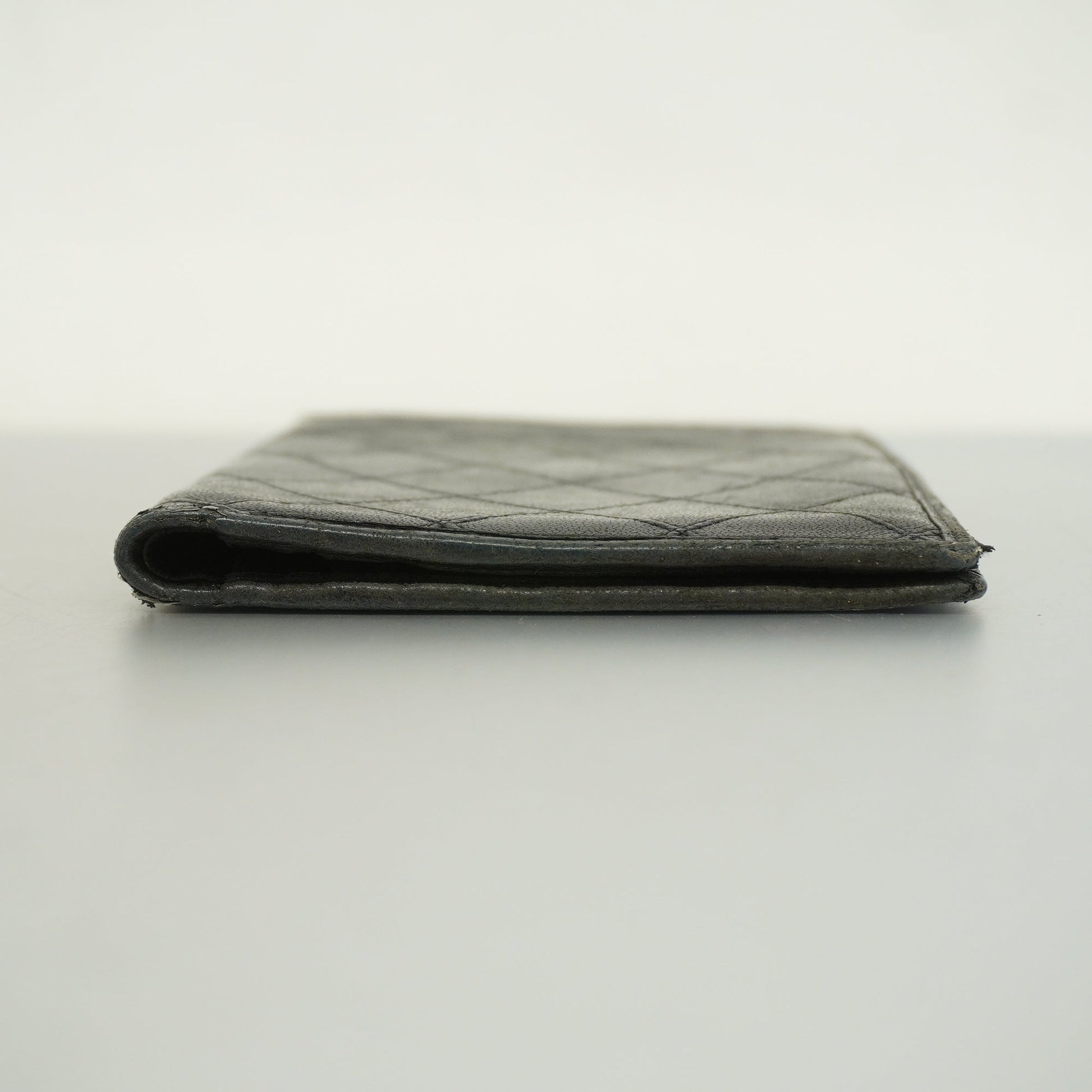 ChanelAuth  Bicolor Bi-fold Wallet Women's Lambskin Black