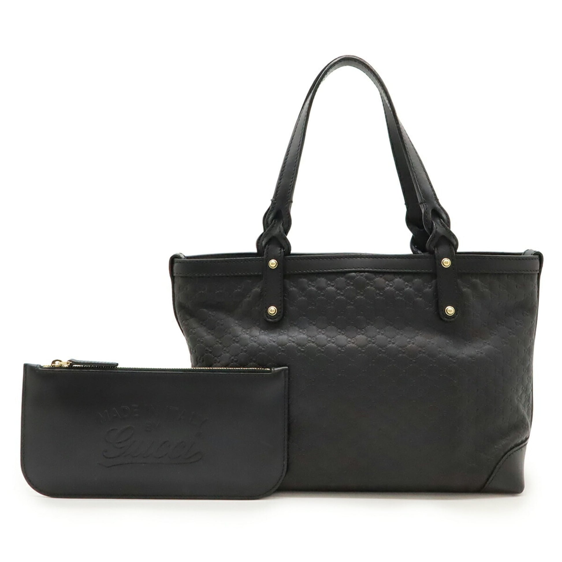 Gucci Black Leather Handbag Tote Bag