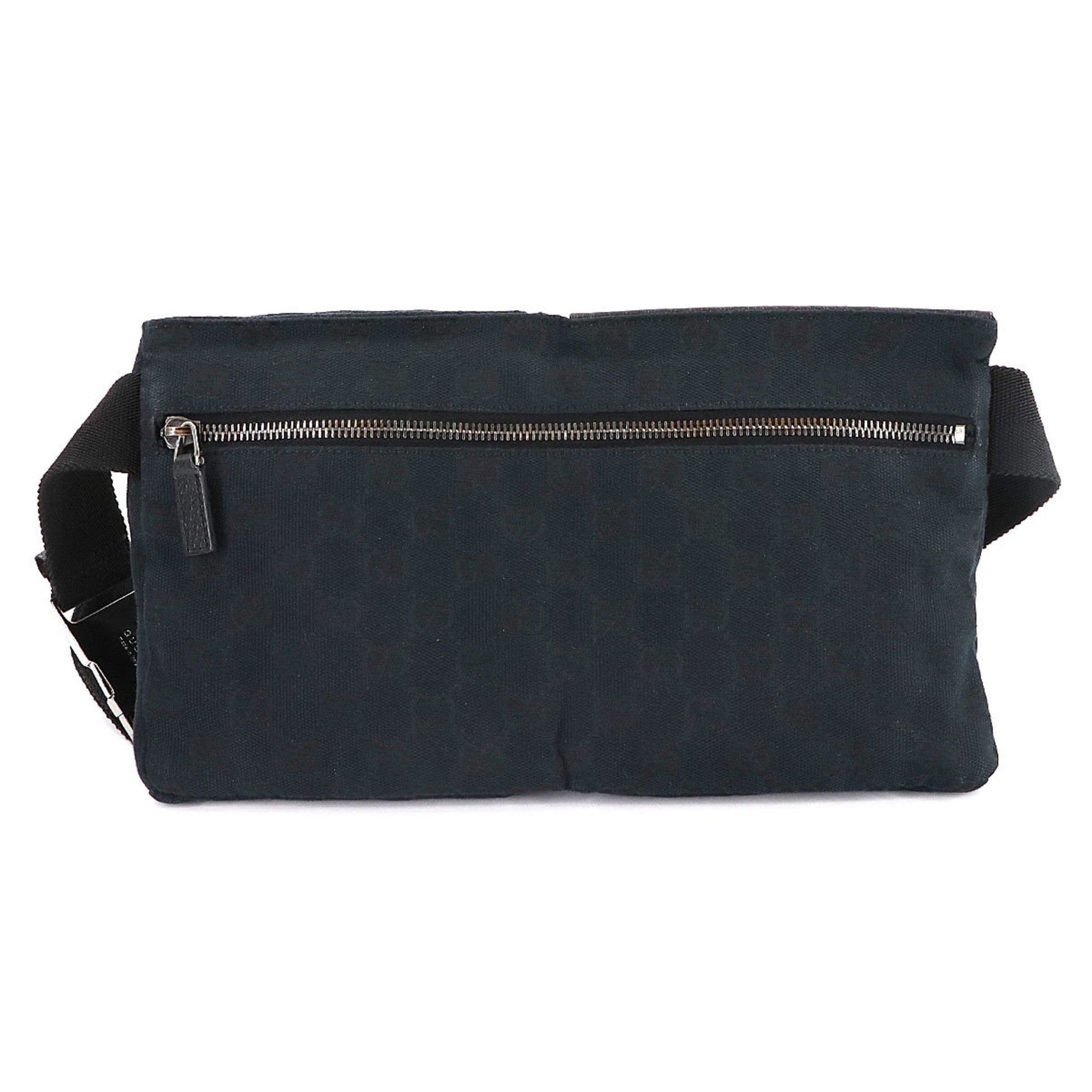 Gucci Black Gg Canvas Leather Fanny Pack