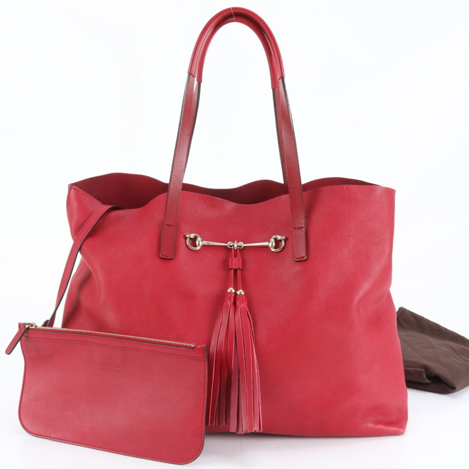 Gucci Red Color Leather Pouch Shoulder Bag