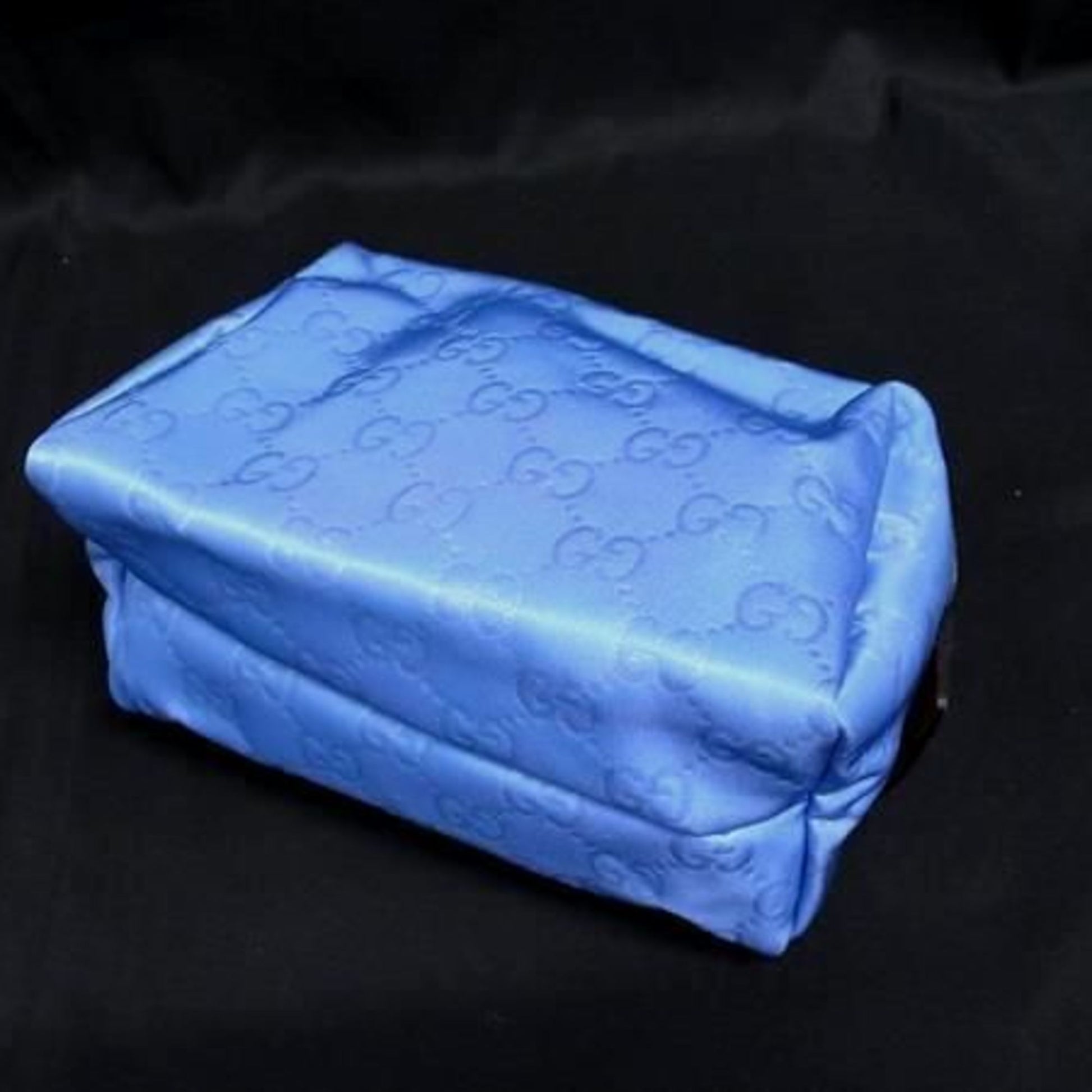 Gucci Brown Light Blue Nylon Leather Clutch Bag Wash Bag