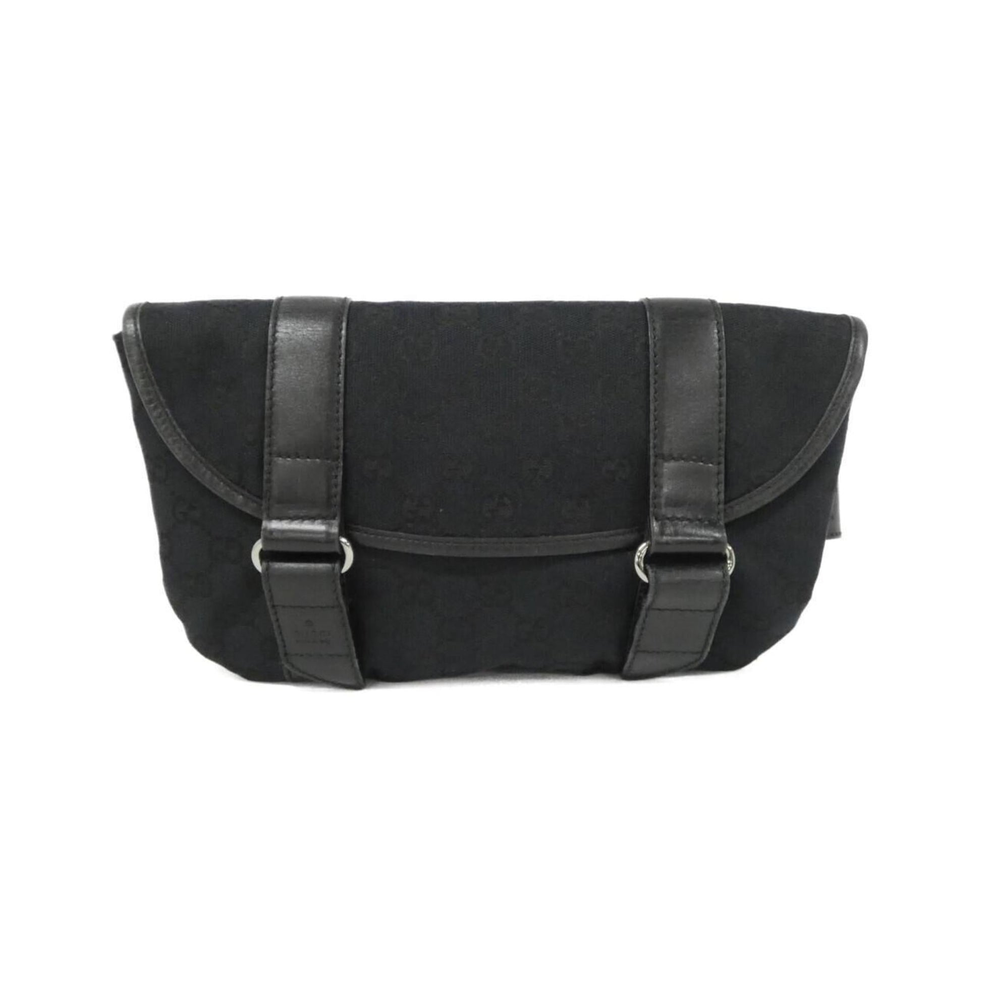Gucci Black Gg Canvas Fanny Pack