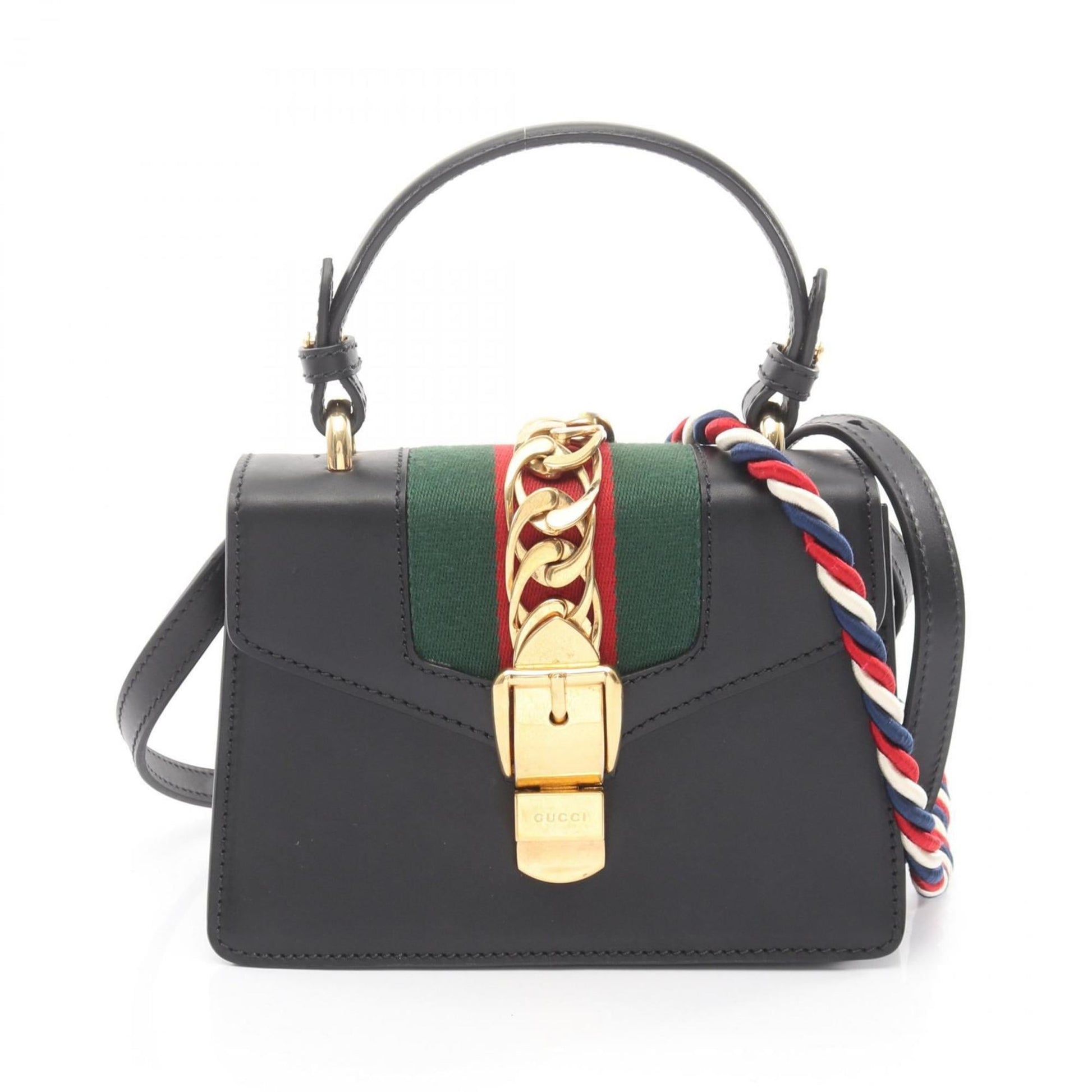 Gucci Black Multi-Color Leather Handbag