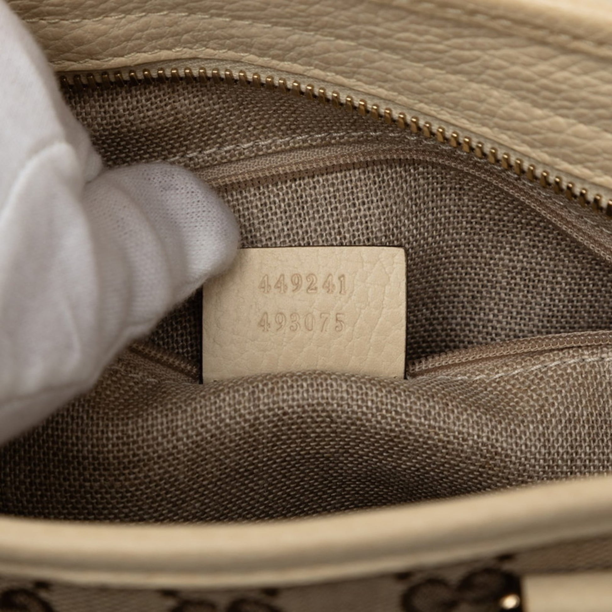 Gucci Beige White Canvas Leather Handbag Shoulder Bag