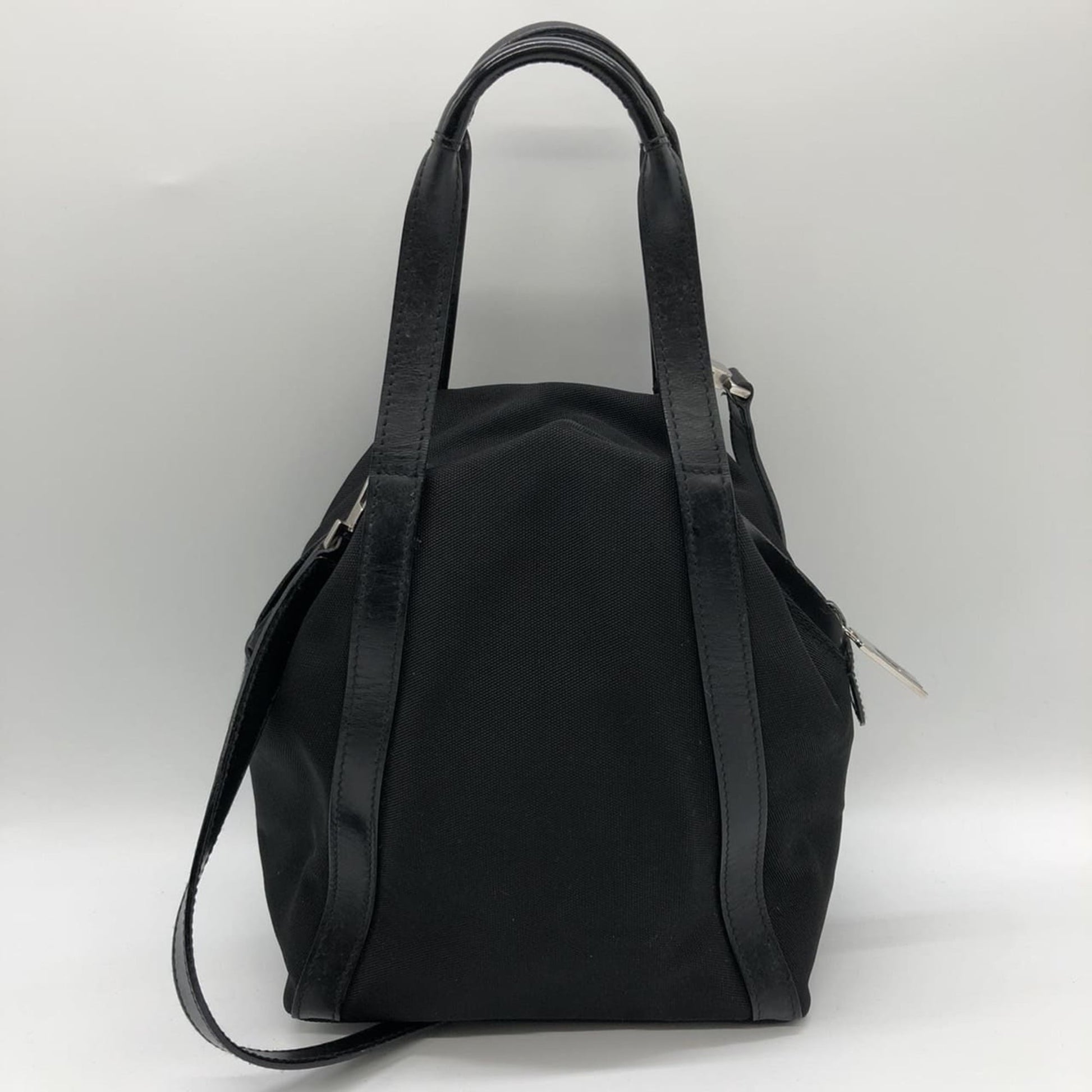 Gucci Black Canvas Leather Handbag Shoulder Bag