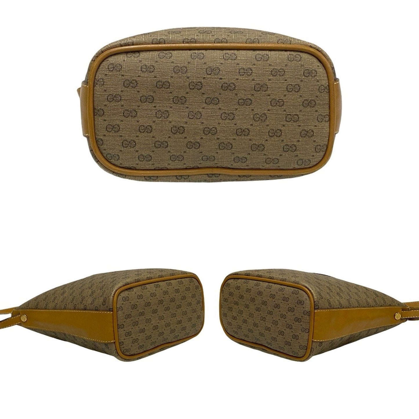 Gucci Brown Camel Leather Pvc Pochette Shoulder Bag