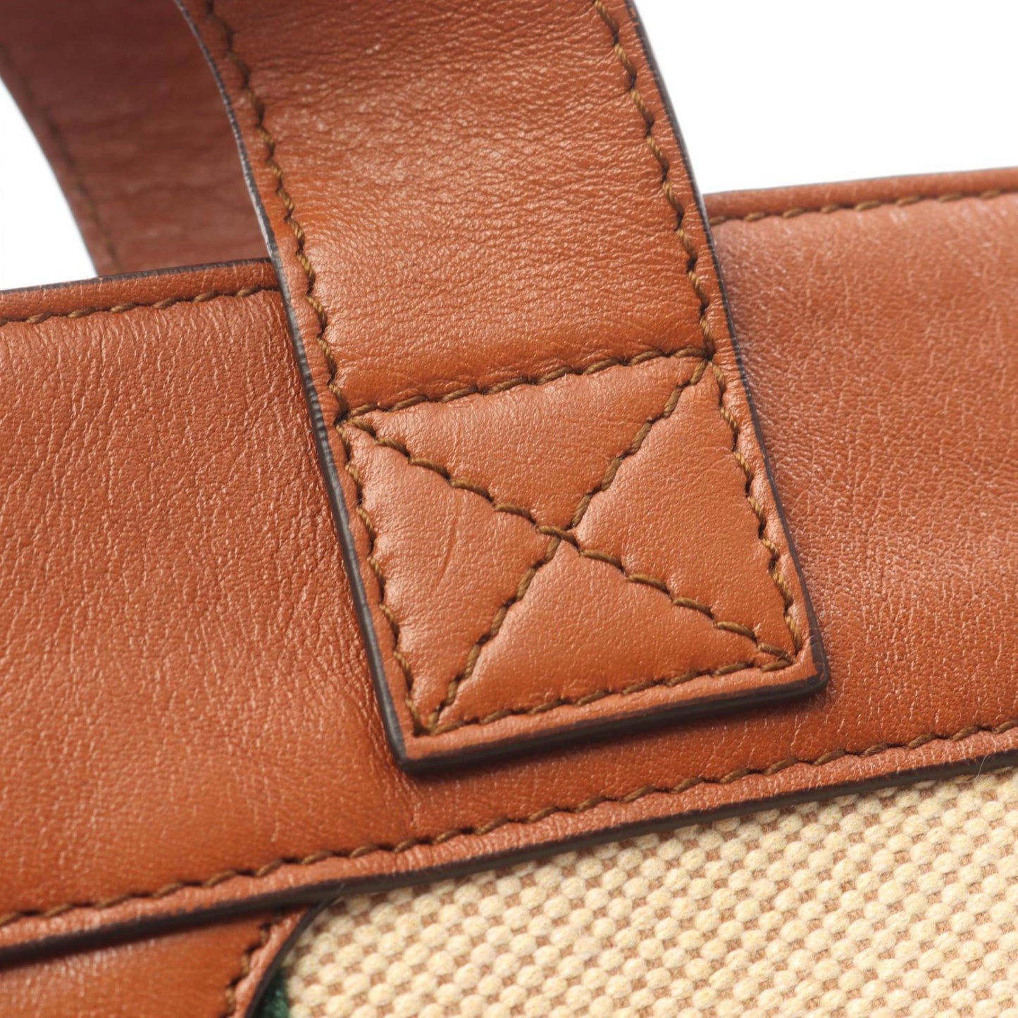 Gucci Beige Brown Canvas Leather Tote Bag