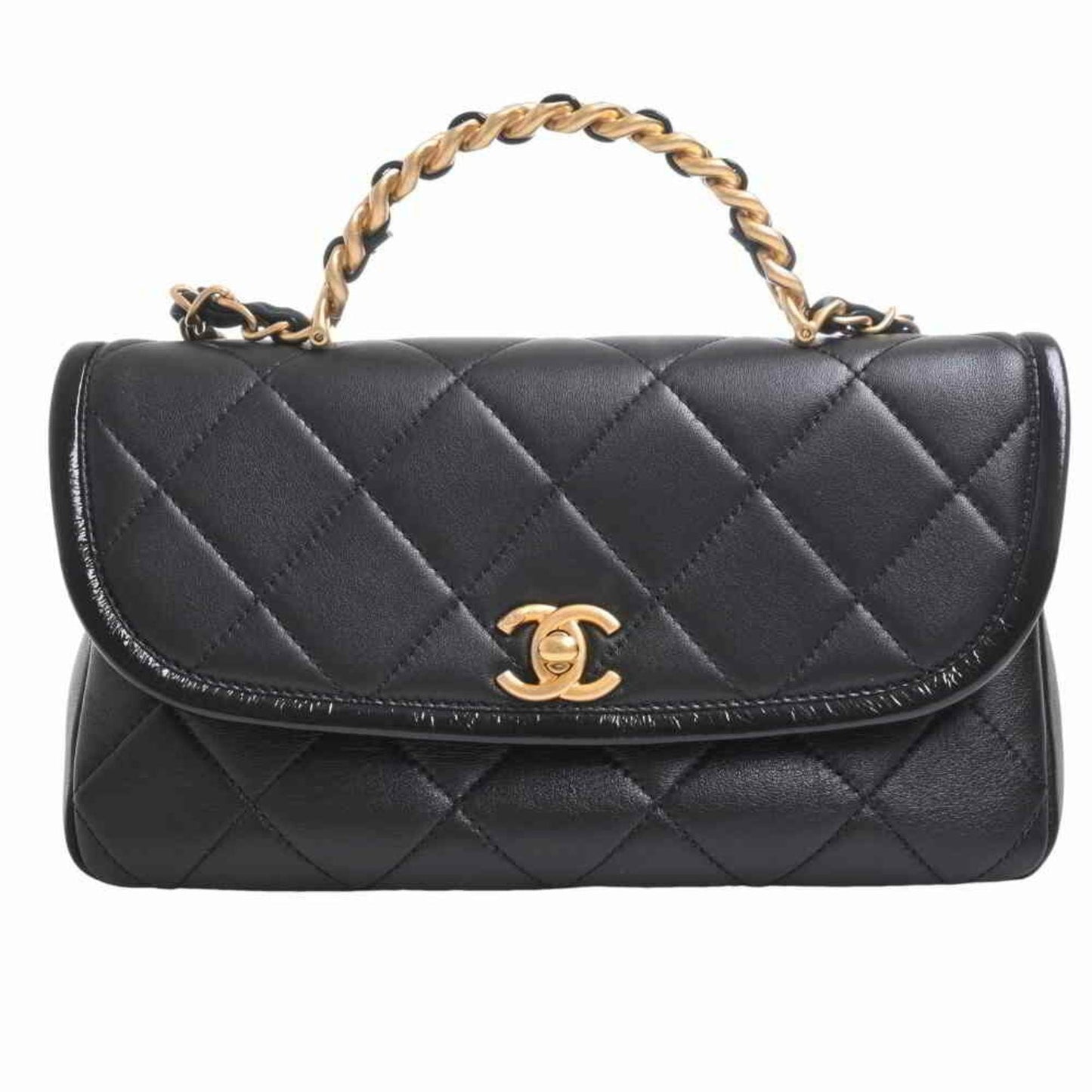 Chanel lambskin matelasse chain shoulder bag black