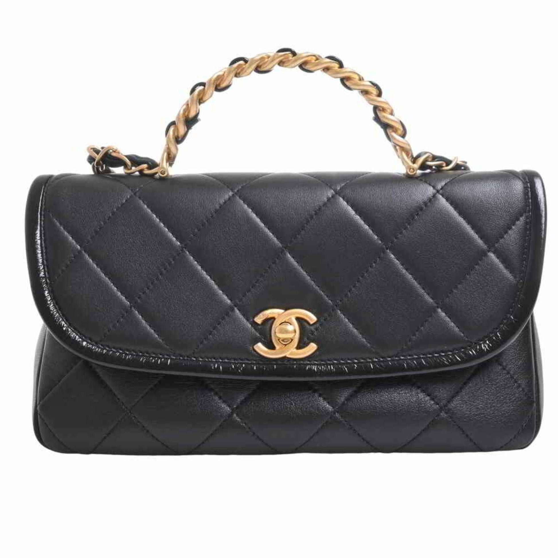 Chanel lambskin matelasse chain shoulder bag black