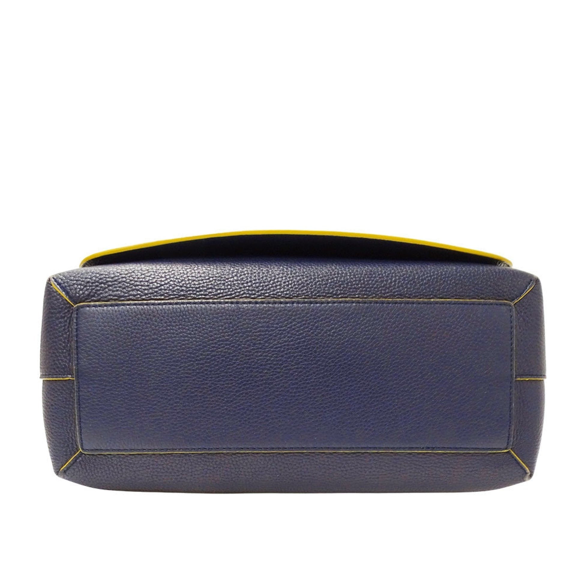 Burberry Shoulder Bag Leather Yellow Navy