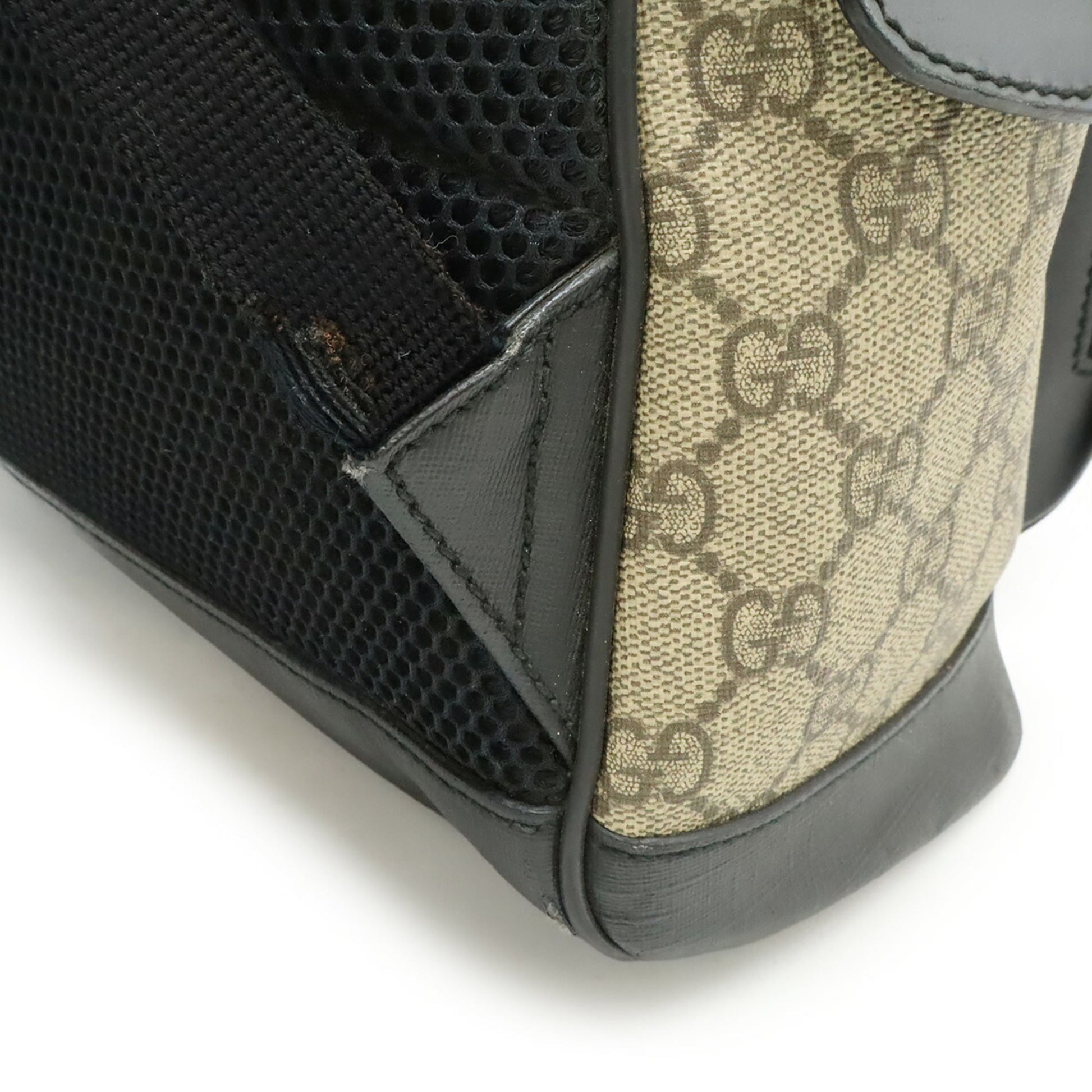 Gucci Beige Black Gg Supreme Backpack