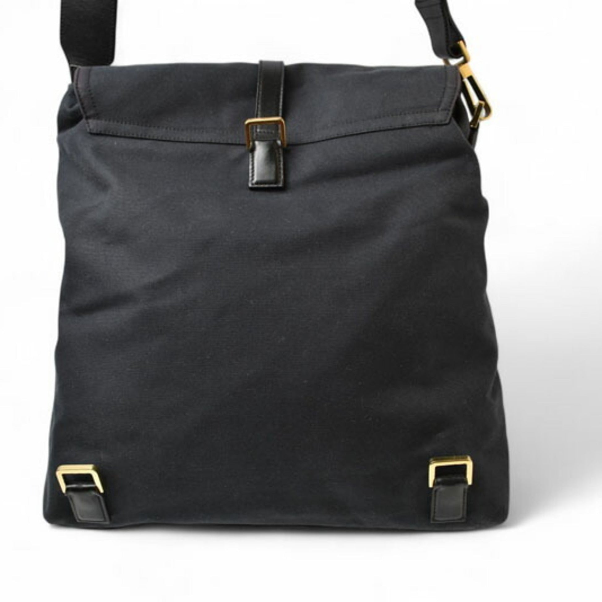 Gucci Black Cotton Canvas Shoulder Bag Sling Bag