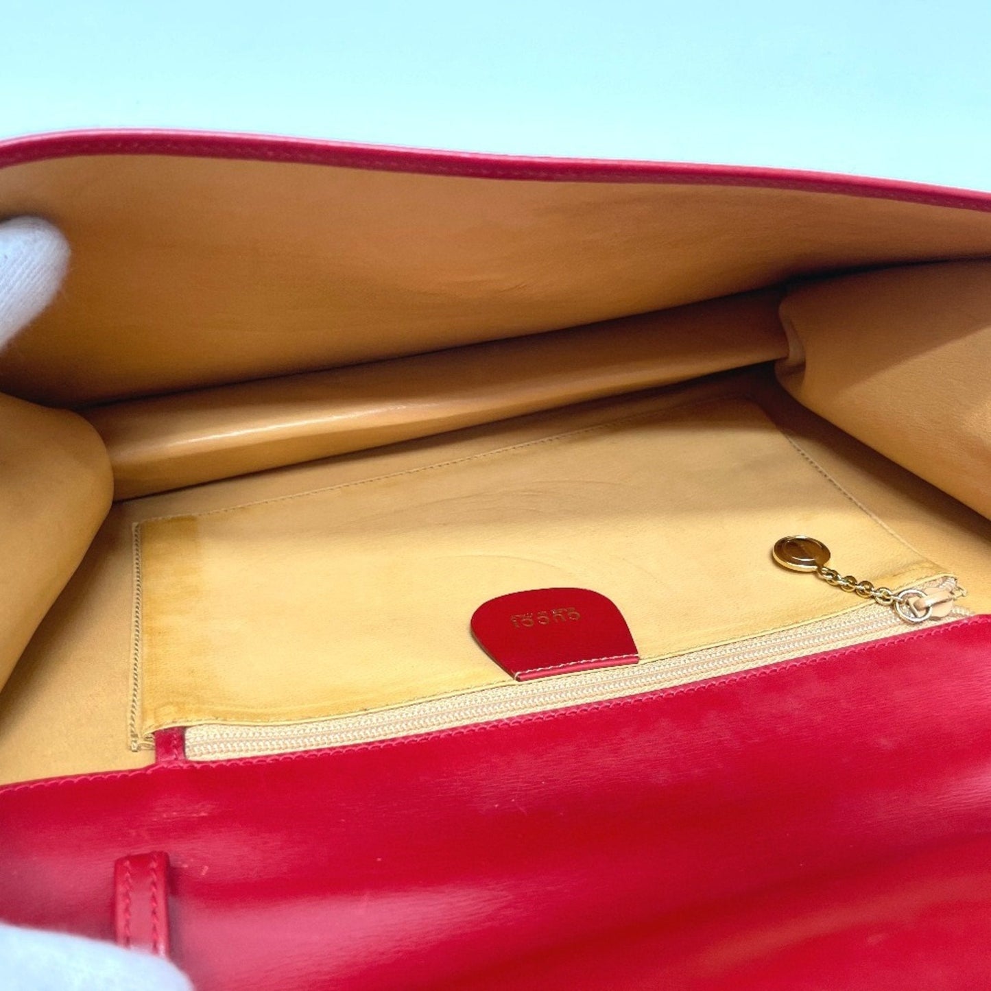 Gucci Red Color Leather Clutch Bag Shoulder Bag